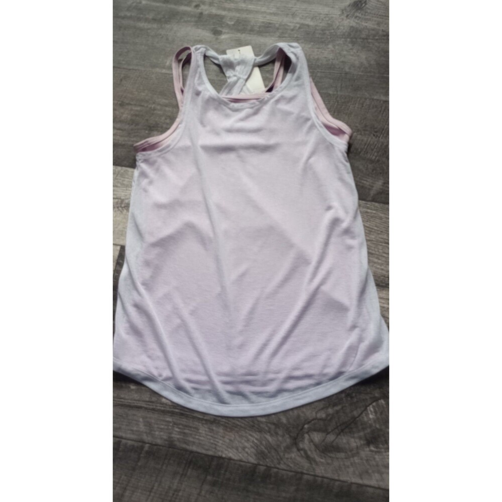 All In Motion Girls 7/8 2 In 1 Lavender Strappy Tank Under Sheer White Tank NWT